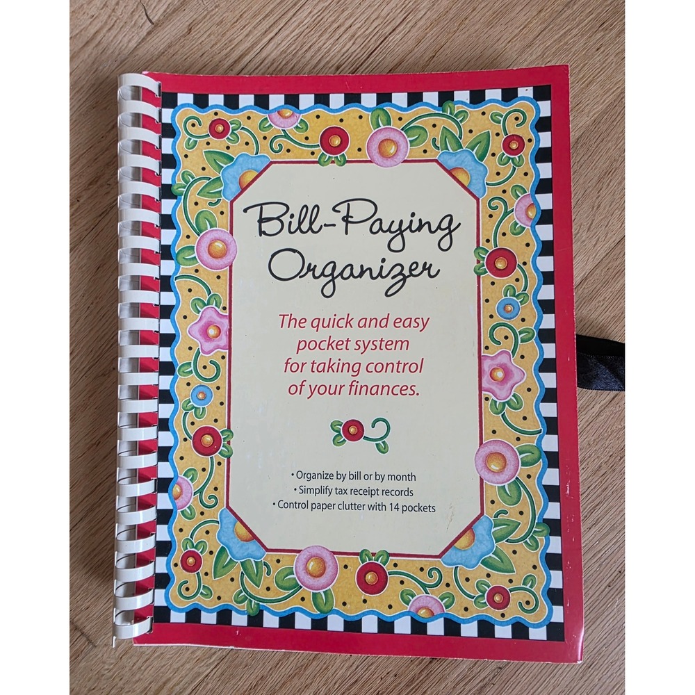 Mary Engelbreit Bill-Paying Organizer Financial Pocket System Floral Red 475746